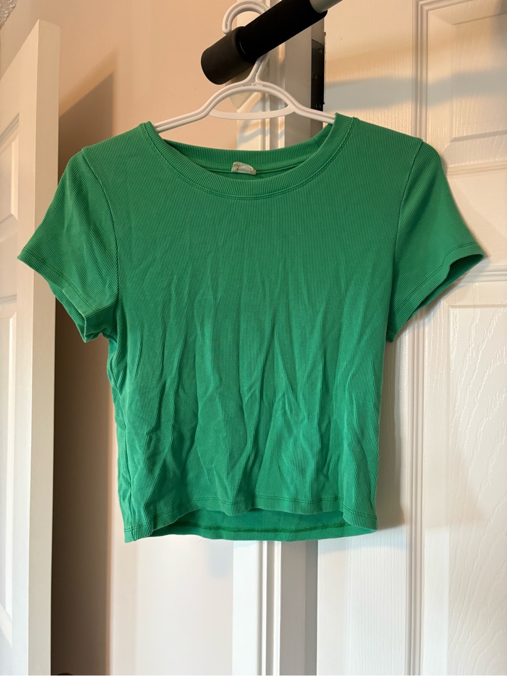Aritzia Green Ribbed Short Sleeve Tee